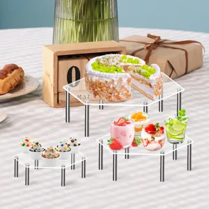 Transparente Acryl Display Ständer Set, klare Kuchen Dessert Regal und Figuren Halter.