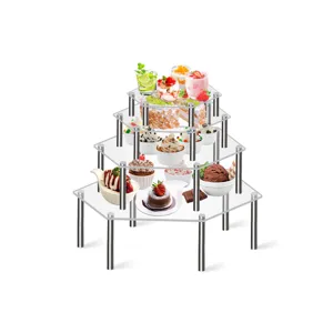 Transparenter Acryl Display Ständer mehrstöckig für Kuchen Figuren Regal Detail Ansicht.