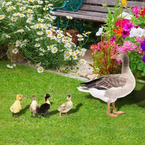 Joli piquet de jardin en acrylique avec beau motif d'oie et canards pour déco extérieure.
