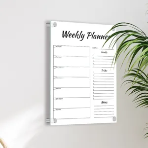 Clear acrylic weekly planner board wall mounted memo board for office and home organization