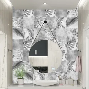 Adesivo murale impermeabile con foglie tropicali carta da parati piastrelle cucina