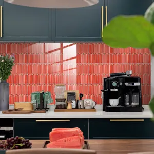 Waterproof crystal film peacock feather tile sticker for modern kitchen wall decor update.
