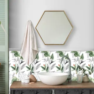 Vista dettagliata dell'adesivo murale botanico francese per la decorazione della cucina.