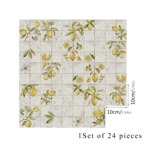 Adesivi per piastrelle limone vintage impermeabili adesivi murali cucina 24 pz.