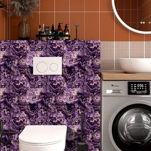 Thickened purple gold marble tile sticker crystal texture self adhesive wall decor detail view