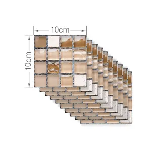 3D mosaic tile sticker self adhesive wall sticker brown square decor 10x10cm tile