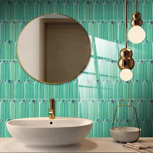 Peacock feather pattern tile sticker crystal film waterproof wall decor home renovation sticker