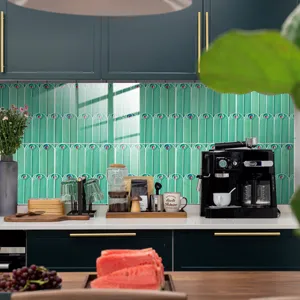 Peacock feather kitchen tile sticker crystal film waterproof wallpaper backsplash decor detail