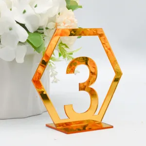 Gold Acryl Hochzeit Tischnummer Schild hexagonale Hochzeitsdekoration Tischaufsteller Deko