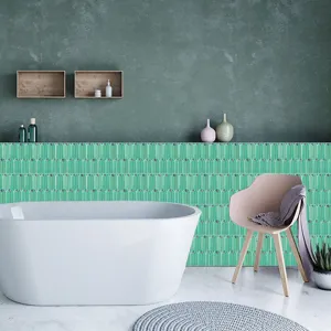 Modern green peacock feather tile sticker for bathroom wall decor crystal film waterproof