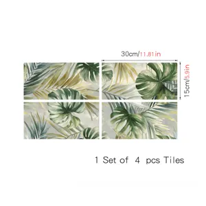 Adesivi per piastrelle con foglie tropicali stile francese decorazione murale 4 pezzi