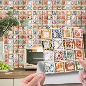 Self-adhesive mosaic tile sticker PVC waterproof removable decorative wall paper kitchen decor