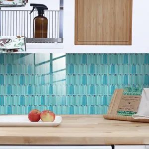 Peacock feather pattern tile sticker, crystal film waterproof wall mural for home kitchen decor.