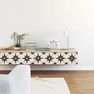 Self-adhesive PVC mosaic tile sticker for furniture decor, geometric star pattern detail.