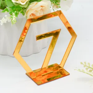 Goldener Acryl Tisch Nummer 7 Schild Hochzeit Dekoration moderner Stil Display Requisite