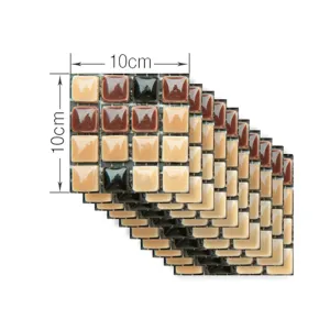 3D self-adhesive mosaic tile stickers DIY decorative wall tiles 10x10cm brown beige