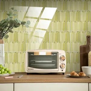 Peacock feather pattern crystal tile sticker waterproof kitchen wall renovation decor