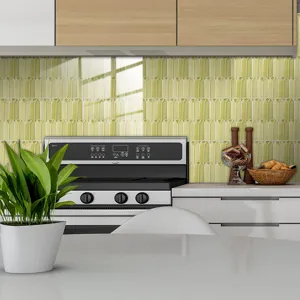 Peacock feather tile sticker wall mural kitchen decor detail view showing crystal film effect.