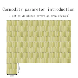 Peacock feather pattern tile sticker set, 25 pieces cover 0.56 square meters, 15x15cm.