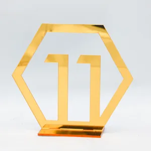 Goldene Acryl Hochzeit Tischnummer Schild 11, elegante Tischdekoration Ständer.