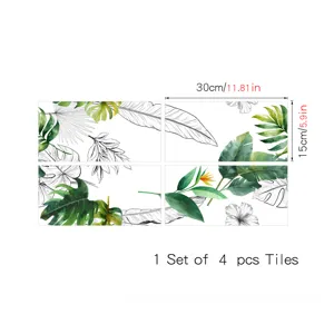 Adesivi per piastrelle stile francese foglie tropicali adesivi da parete set 4 pz