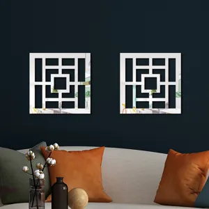 Modern geometric acrylic wall mirror stickers, peel and stick decorative decor for home living room.