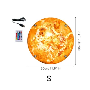 30cm 3D LED Sun Wall Lamp Planet Night Light with USB Cable and Remote Control Size S