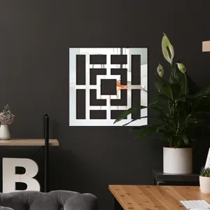 Acrylic and wood geometric wall decorative mirror sticker for modern home room interior decor.