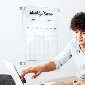 Clear acrylic monthly planner wall calendar dry erase board for office and home scheduling