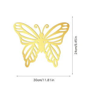 Gouden acryl spiegel holle vlinder muursticker detail, elegante huisdecoratie maat 30x24cm