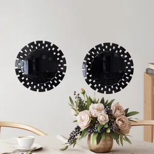 Modern black geometric decorative wall mirrors set, acrylic mirror stickers for home decor.