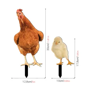Chicken garden stakes metal yard art outdoor lawn decoration cute hen and chick set