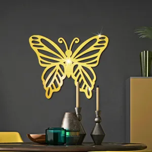 Gouden acryl holle vlinder muursticker spiegel huis slaapkamer decoratie art chic