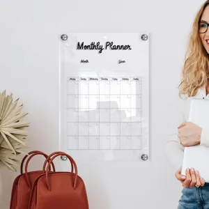Clear acrylic monthly planner calendar board wall hanging dry erase memo board for office home