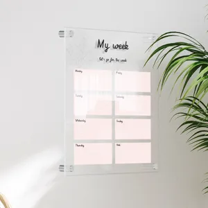 Clear acrylic weekly planner dry erase board wall mounted memo board for office home organization