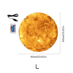 3D LED colorful planet night light with remote control and USB cable, 60cm diameter.