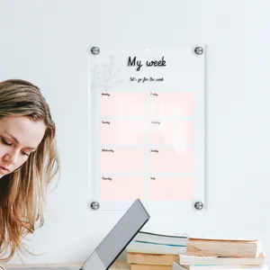 Clear acrylic weekly planner board wall mount dry erase message board memo calendar board