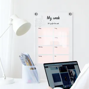 Clear acrylic weekly planner board for wall hanging, reusable calendar dry erase board for office and home.