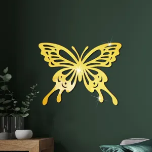 Detail van de acryl spiegel holle vlinder muursticker, perfect voor de slaapkamer.