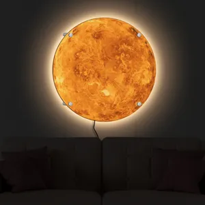 3D LED planet wall lamp with warm backlighting, decorative home lighting fixture for room