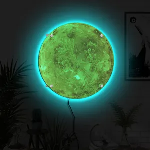3D LED planet wall glowing night light creative moon wall-mounted lamp home decor cords.