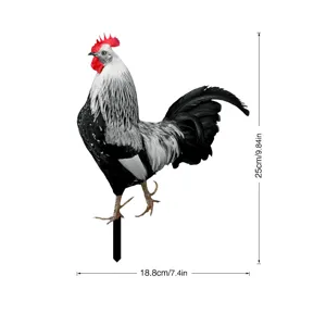Piquet de jardin coq en acrylique décoration extérieure ornement de pelouse 25x18.8cm