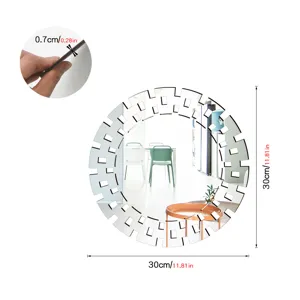 Round decorative acrylic wall mirror 30cm diameter modern geometric design home decor