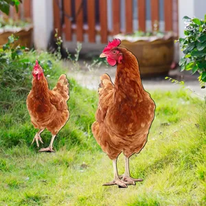 Chicken garden stake for outdoor lawn decor, vivid poultry yard art plugin for yard ornament.