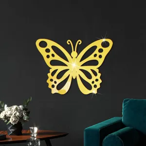 Acryl spiegel holle vlinder muursticker detail, gouden wanddecoratie voor slaapkamer.