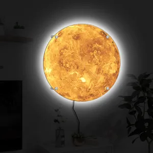 Creative 3D planet LED wall lamp with realistic texture, perfect for home decor and night lighting.