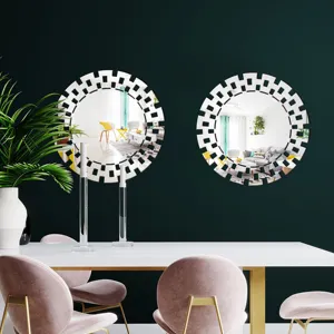 Modern acrylic decorative mirror wall sticker detail scene showcasing geometric frame design.
