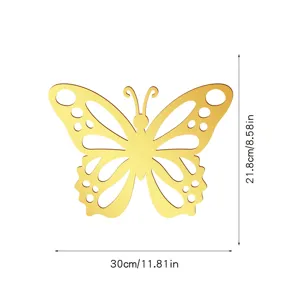 Gouden acryl spiegel holle vlinder muursticker voor slaapkamer decoratie detail.