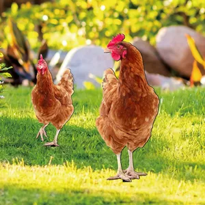 Chicken Yard Stakes Metal Outdoor Garden Lawn Decor Realistic Hen Decorative Sign Statues