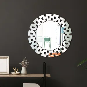 Acrylic decorative wall mirror round geometric design home decor for living room bedroom